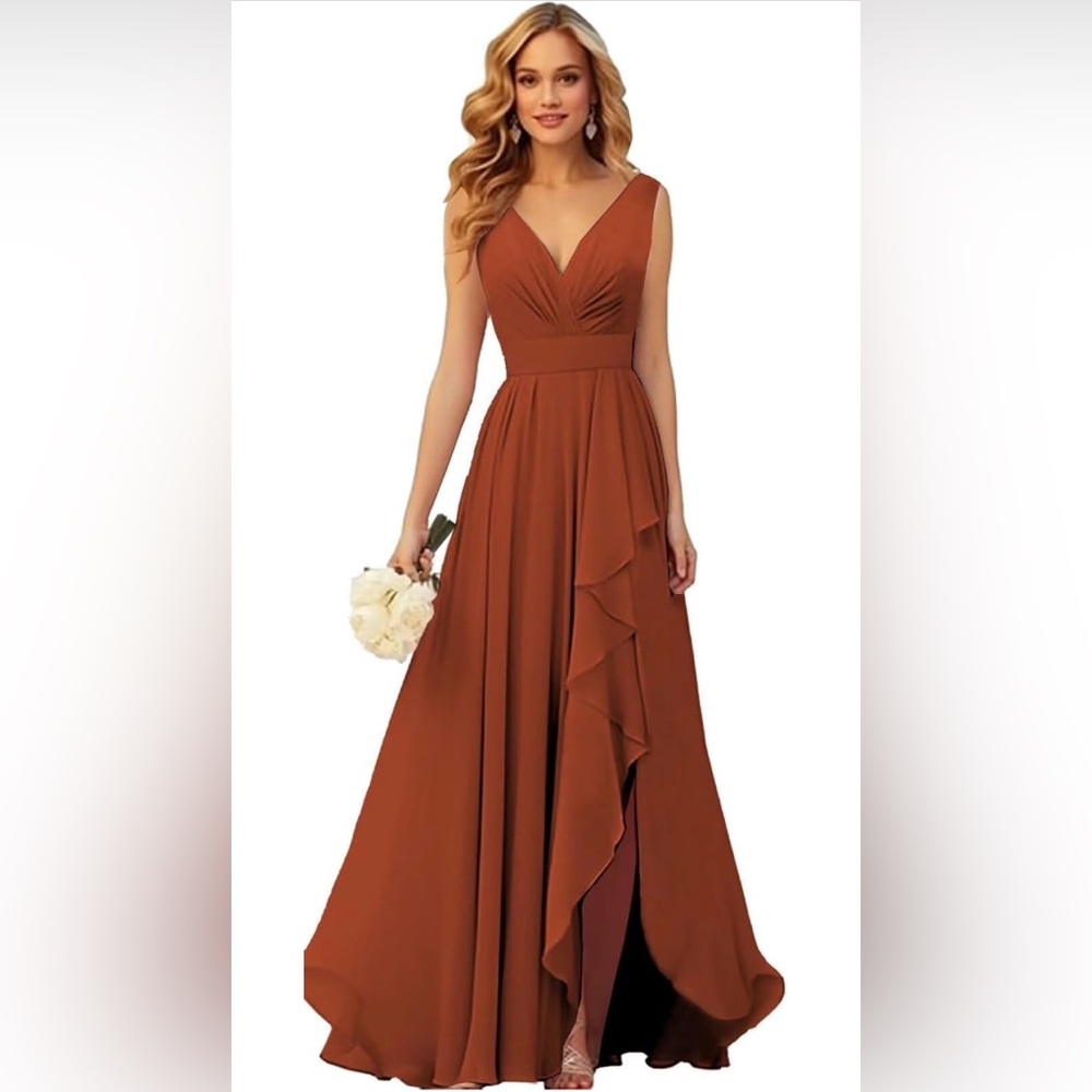 Elegant Rust Evening Gown